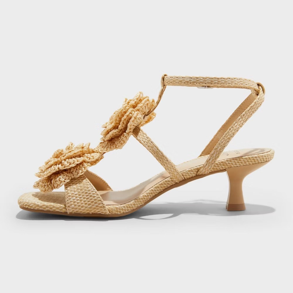 Women's Esme‎ Floral Knit Kitten Heels - A New Day Tan Size 7 - Picture 6 of 6